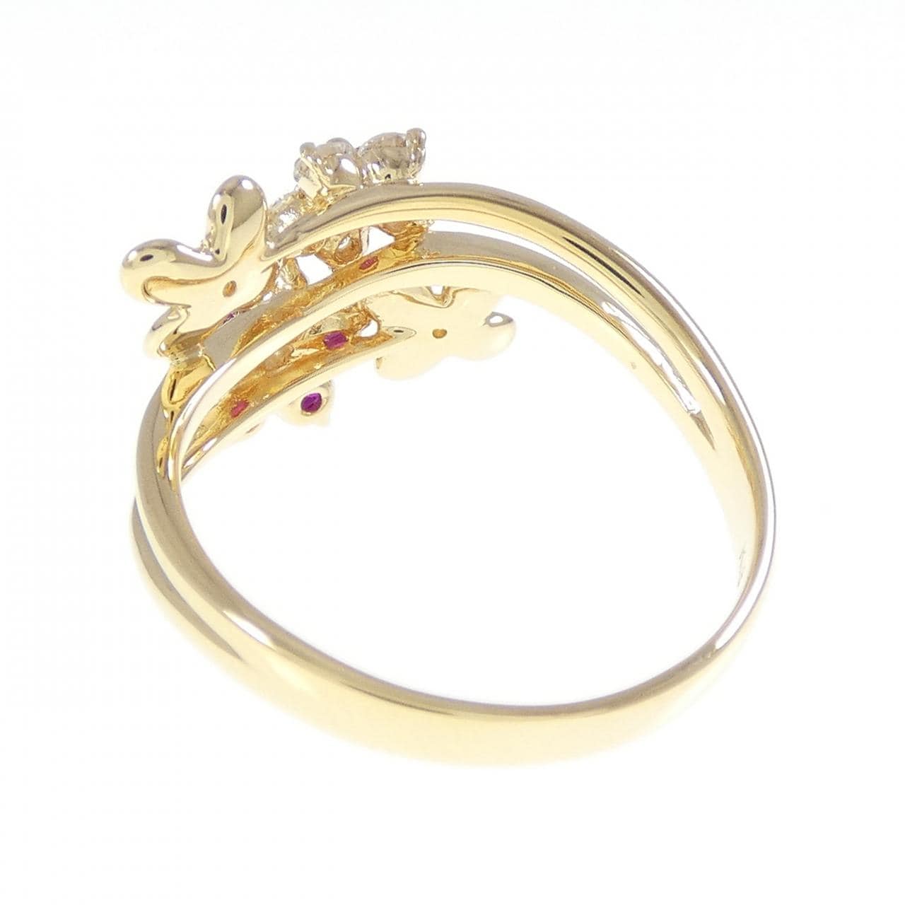 K18YG フラワー ルビー リング 0.40CT