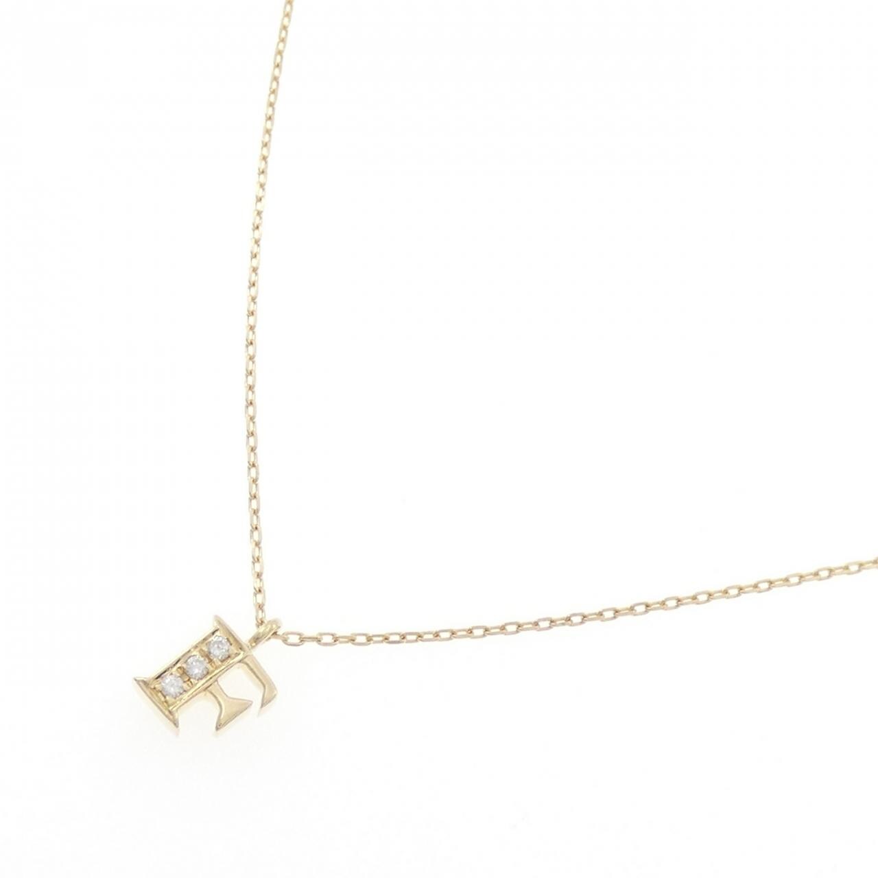 K18YG イニシャルF ダイヤモンド ネックレス 0.02CT