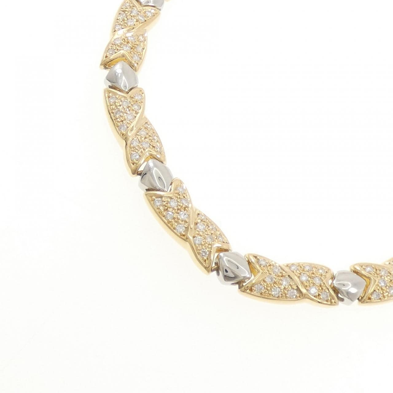 K18YG/PT850 ダイヤモンド ネックレス 1.05CT