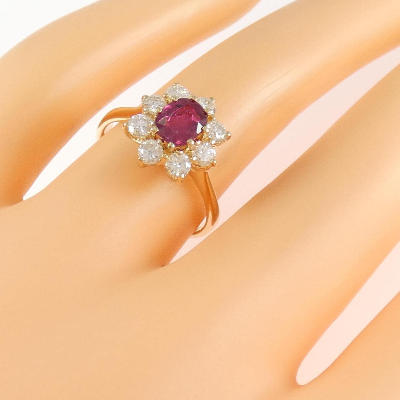 K18YG ルビー リング 0.88CT