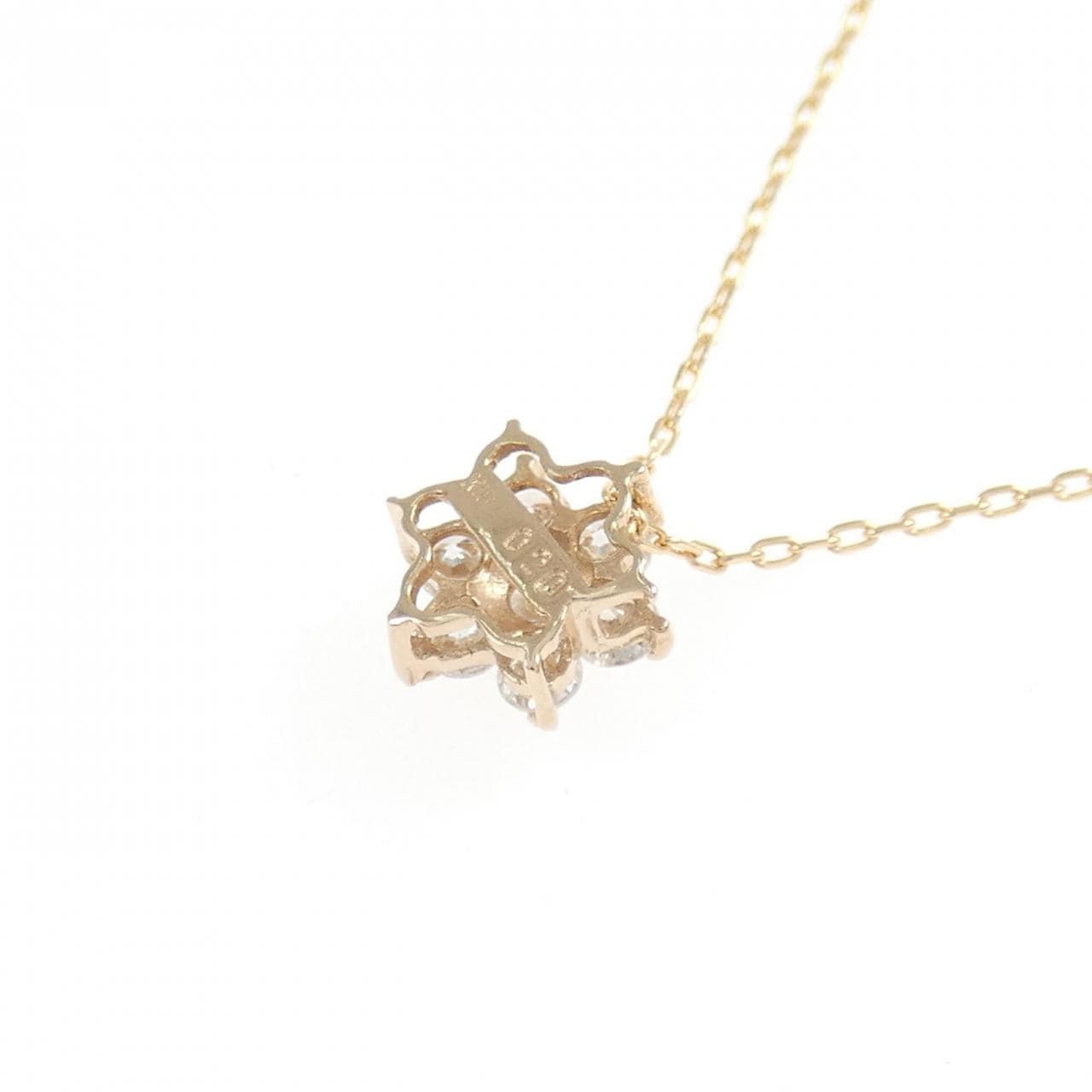 K18PG フラワー ダイヤモンド ネックレス 0.20CT