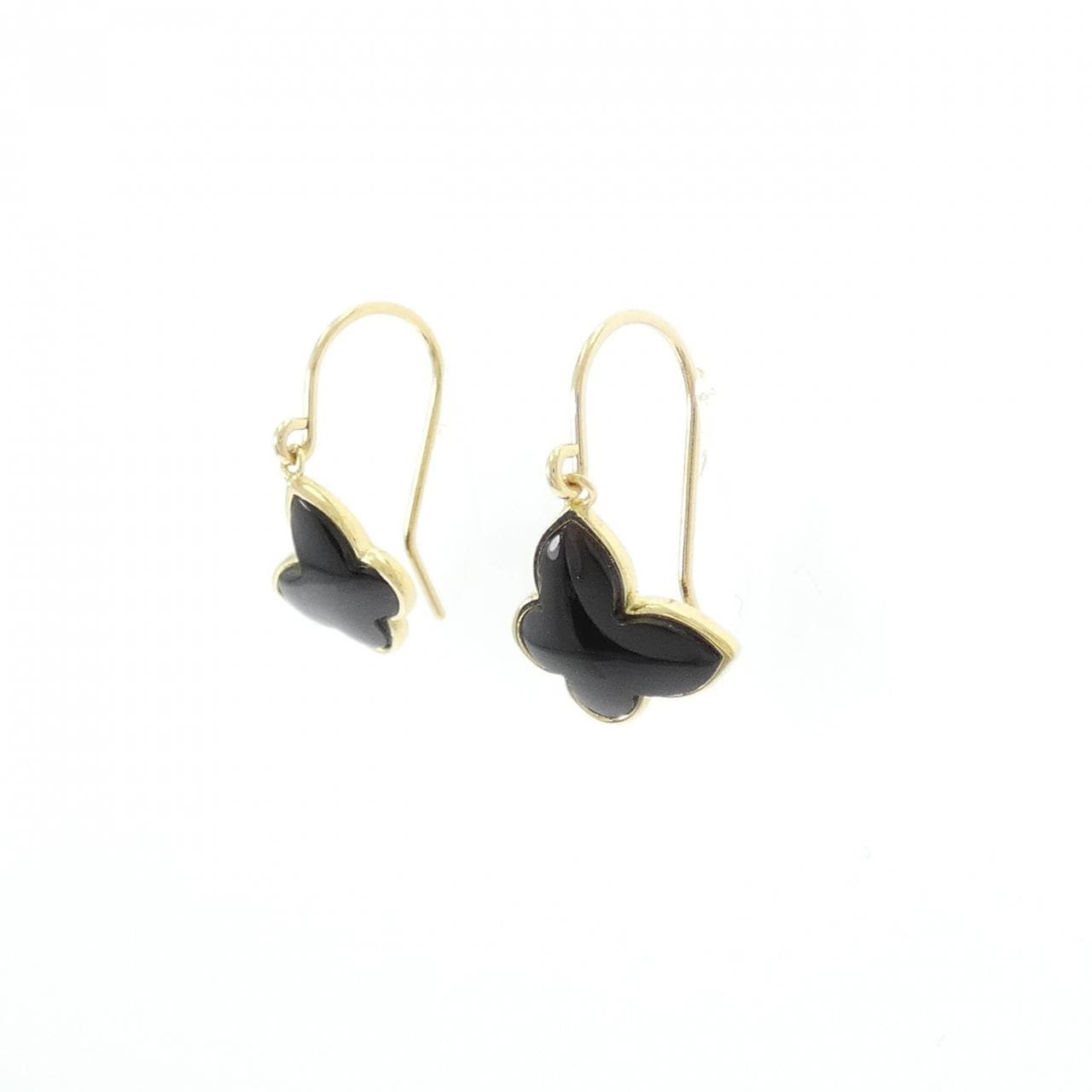 K18YG バタフライ オニキス ピアス