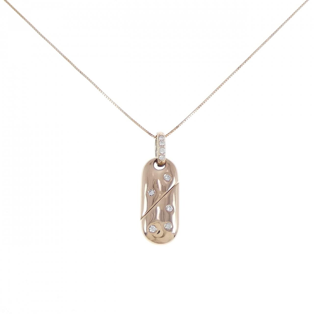 K18PG 2WAY ハート パヴェ ダイヤモンド ネックレス 0.50CT