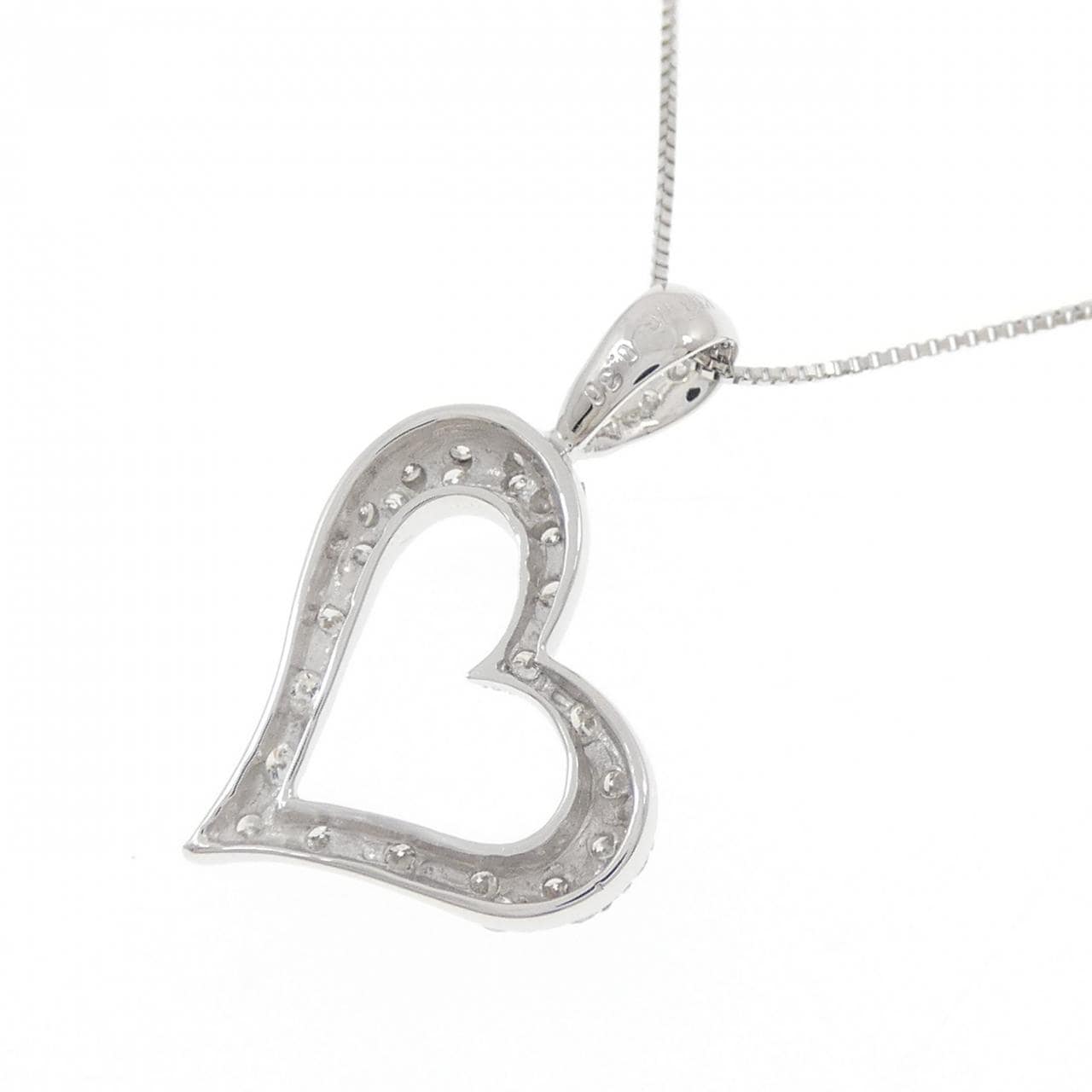 K18WG ハート ダイヤモンド ネックレス 0.30CT