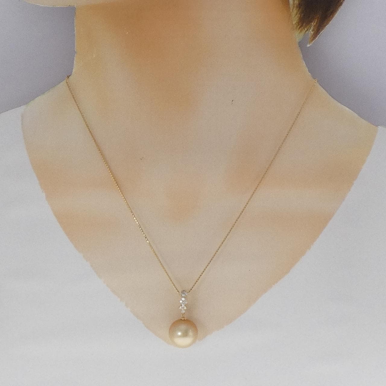 K18YG 白蝶パール ネックレス 13.5mm