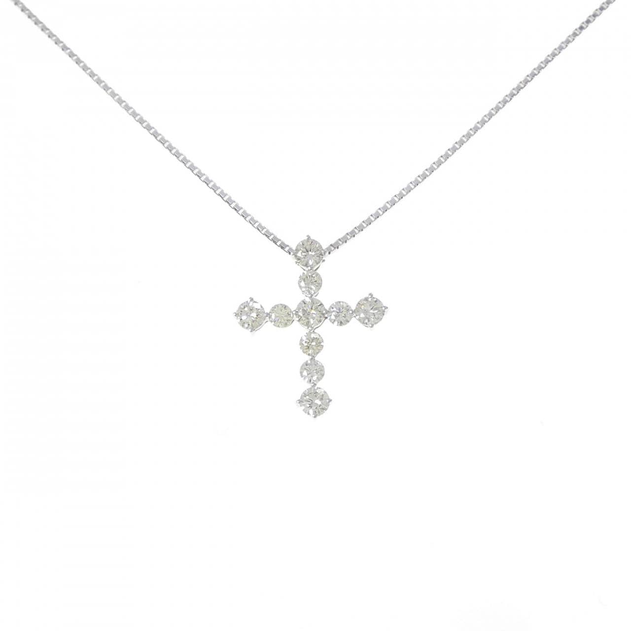 K18WG クロス ダイヤモンド ネックレス 1.05CT