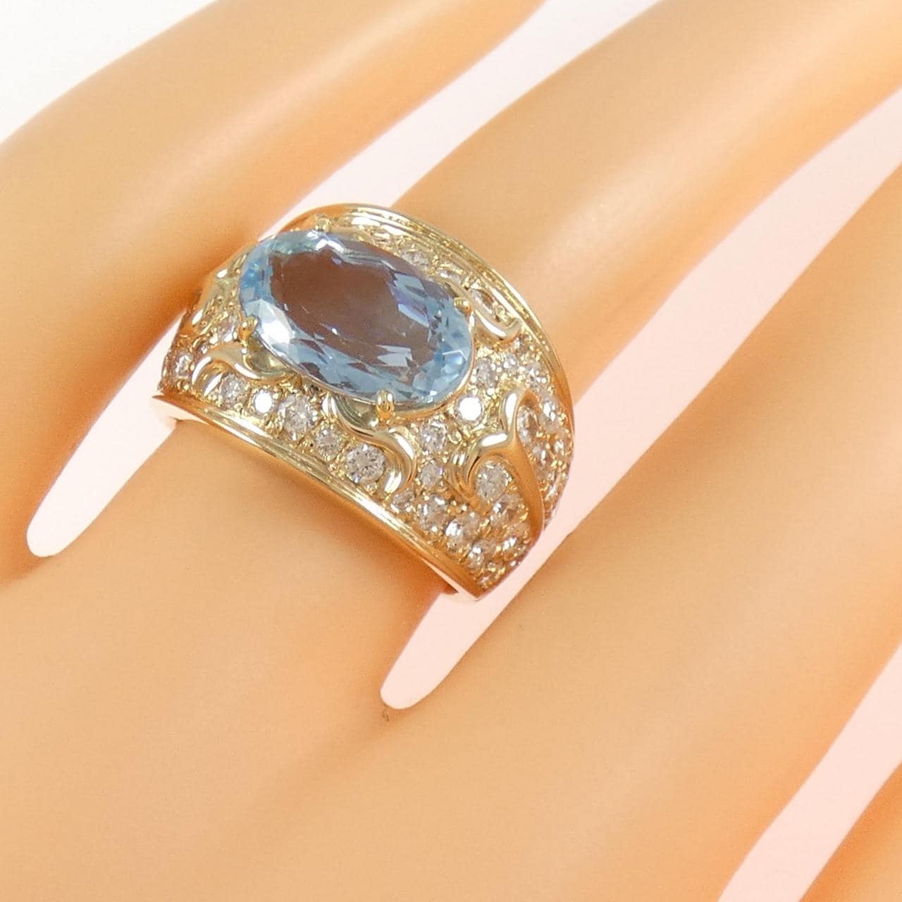 K18YG アクアマリン リング 2.65CT