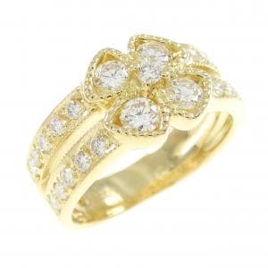 K18YG フラワー ダイヤモンド リング 0.60CT