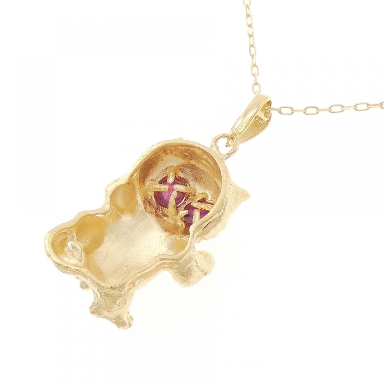K18YG キャット ルビー ネックレス