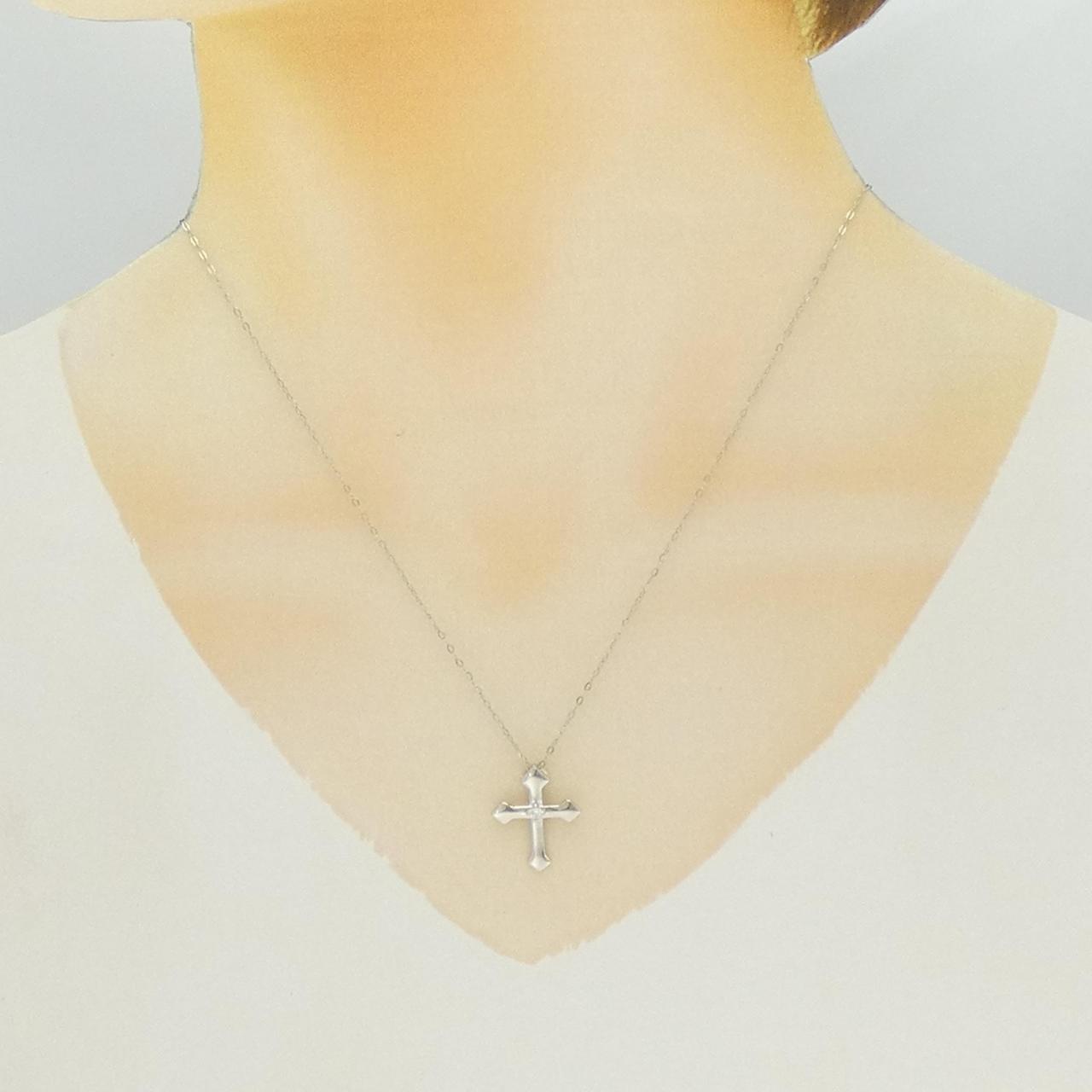 ジーエスティービー クロス ダイヤモンド ネックレス 0.03CT