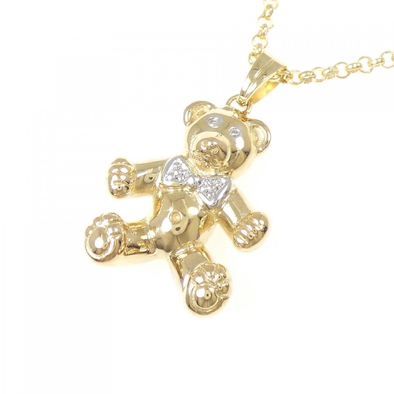 750YG/750WG/K18 ベア ダイヤモンド ネックレス 0.01CT