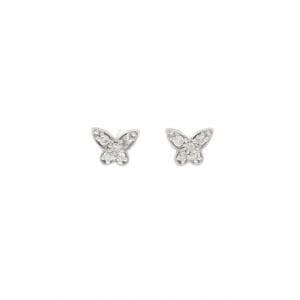 K18WG バタフライ ダイヤモンド ピアス 0.10CT