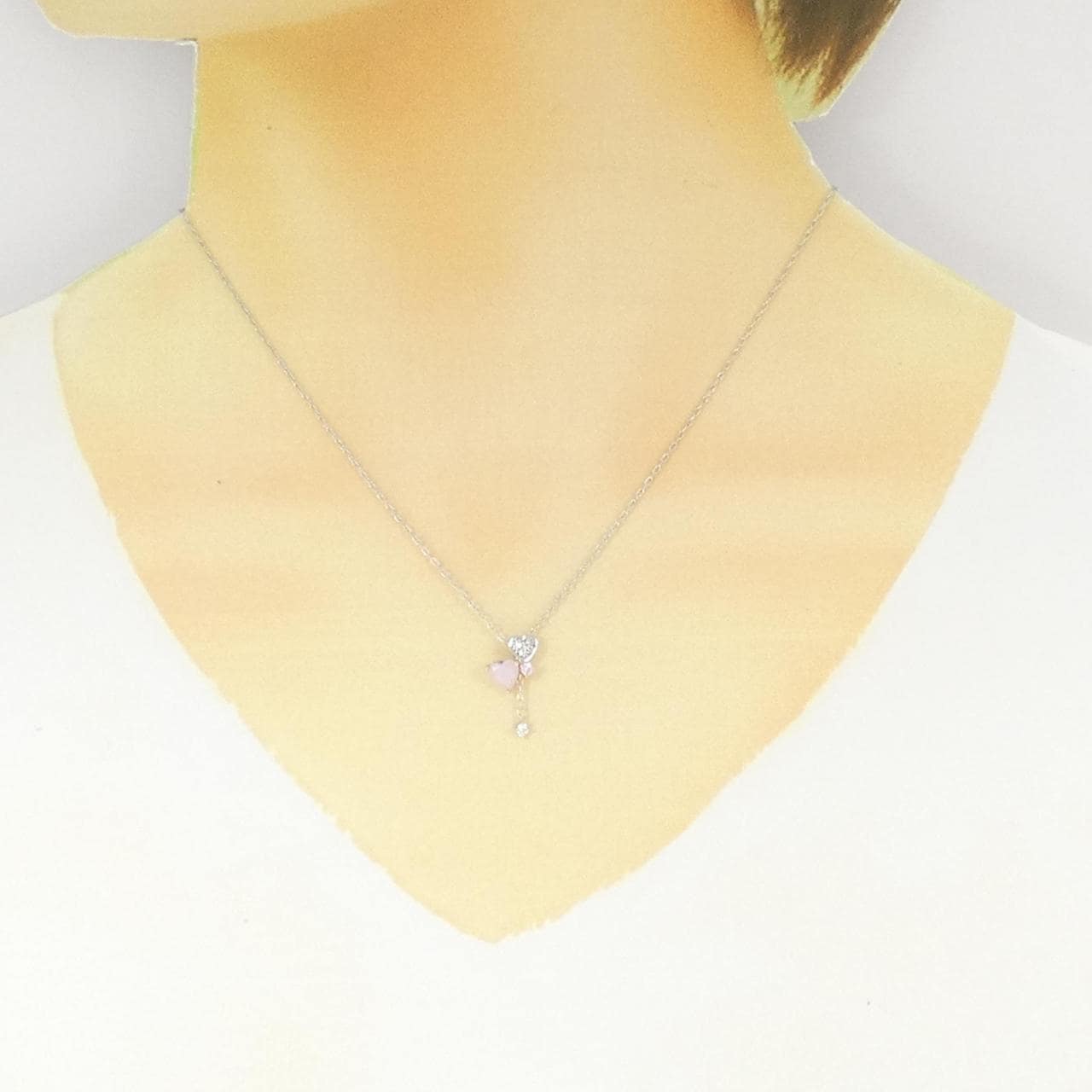 K10PG/K10WG Heart Cubic Necklace