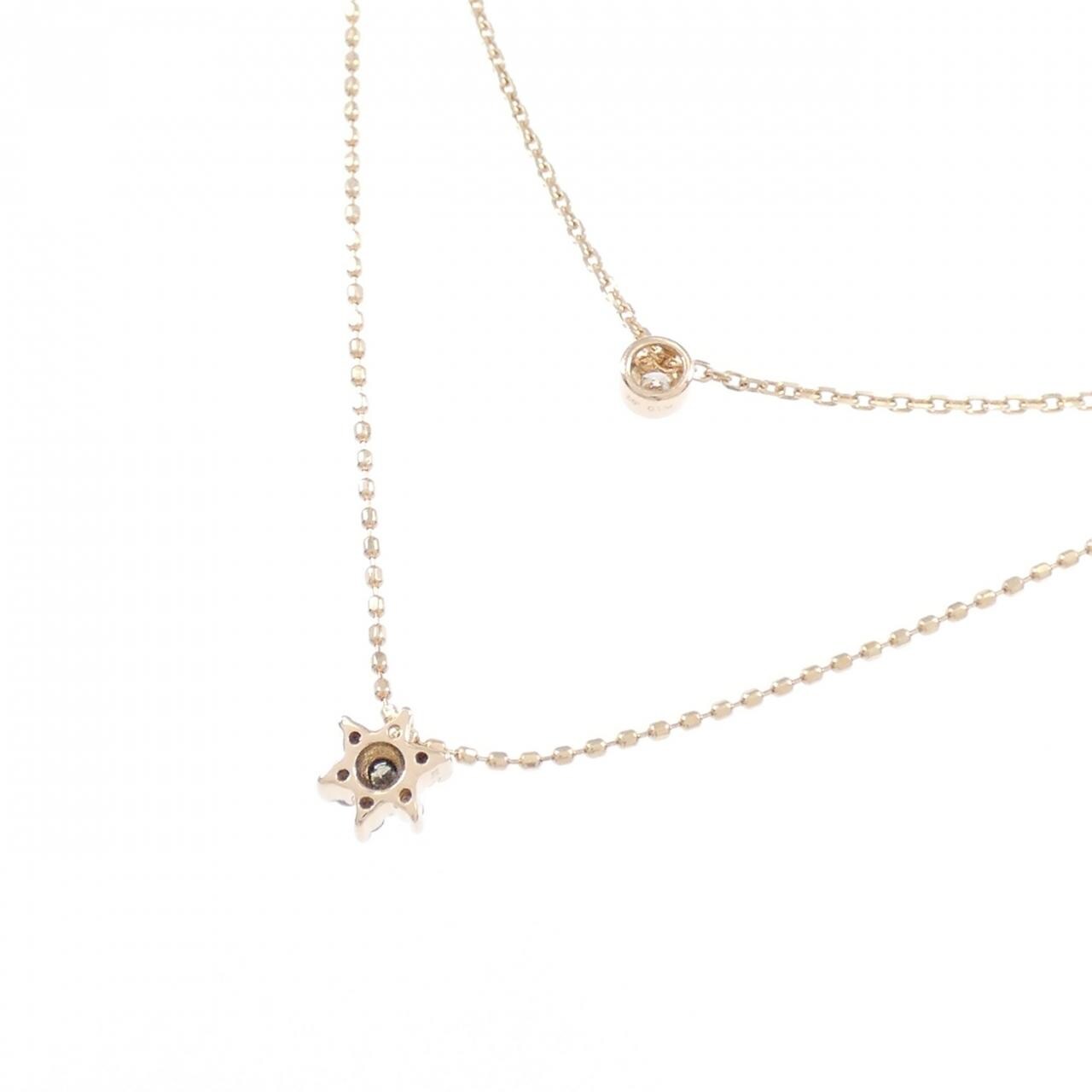 K10PG フラワー ダイヤモンド ネックレス 0.09CT