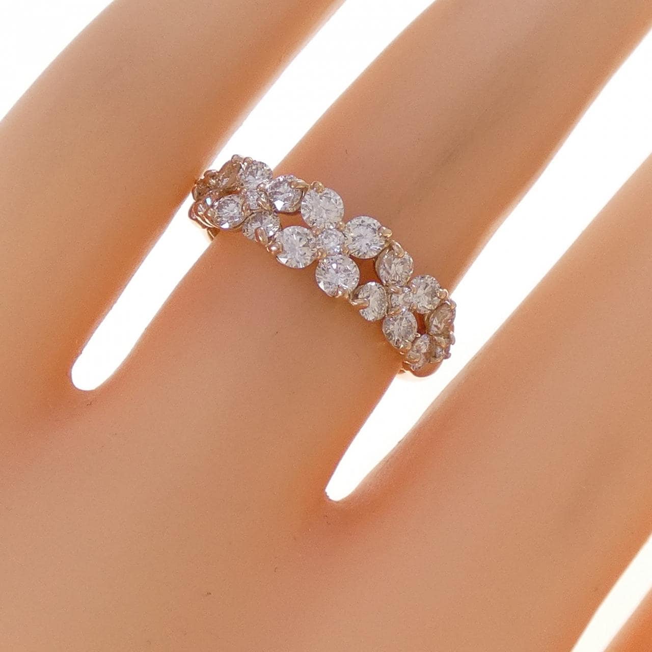 K18PG フラワー ダイヤモンド リング 1.02CT