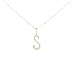 K18YG イニシャルS ダイヤモンド ネックレス 0.07CT