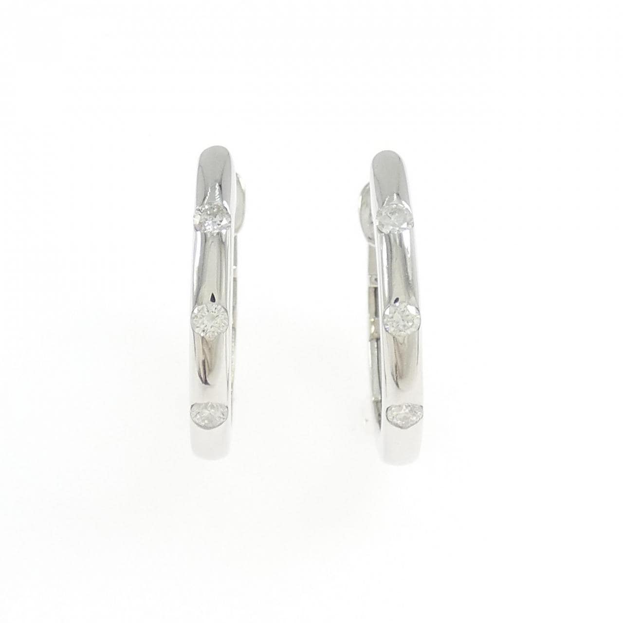 K18WG ダイヤモンド フープ ピアス 0.20CT