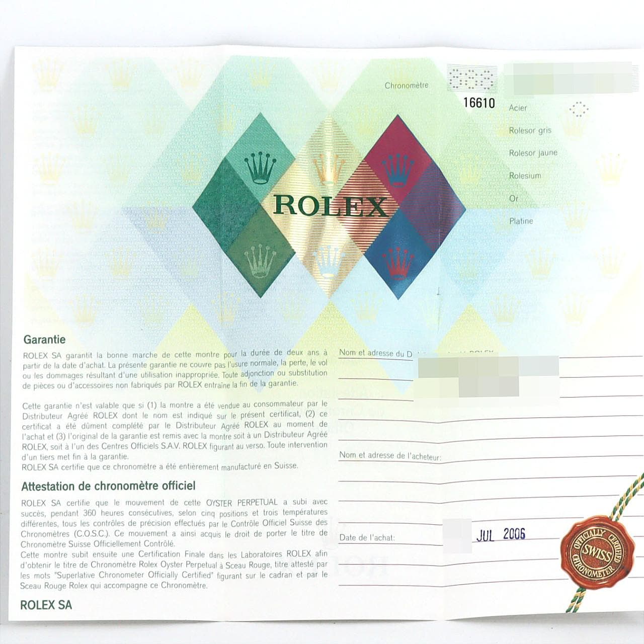 ROLEX Submariner Date 16610 SS Automatic Z Series