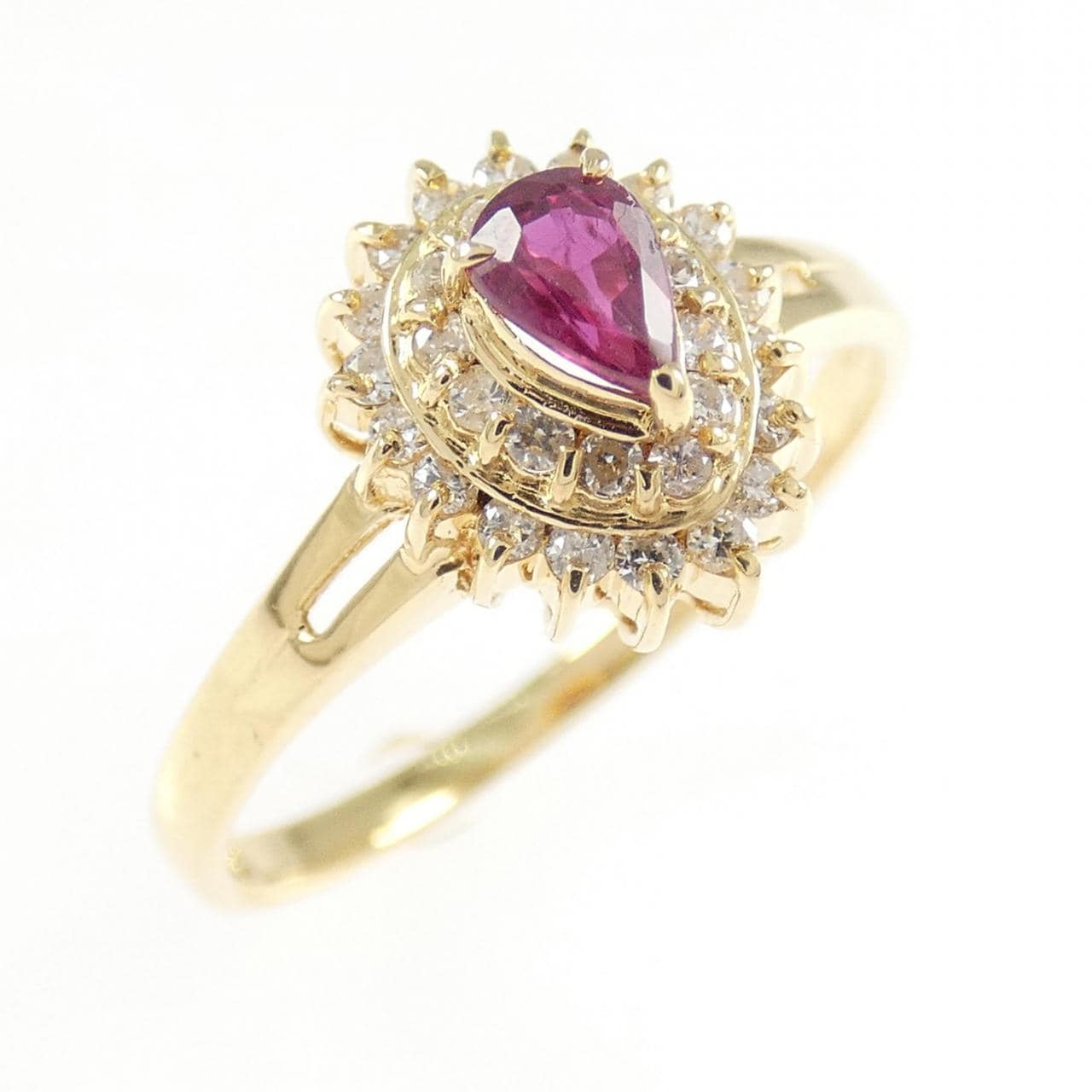 K18YG ルビー リング 0.19CT