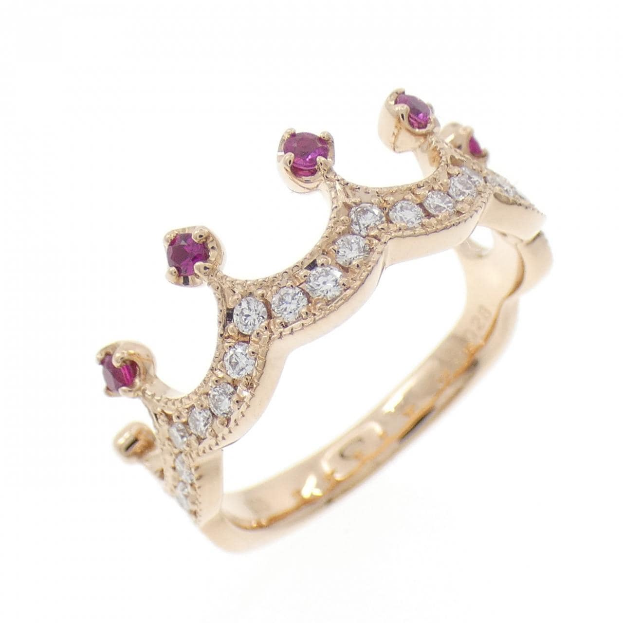 K18PG クラウン ルビー リング 0.10CT