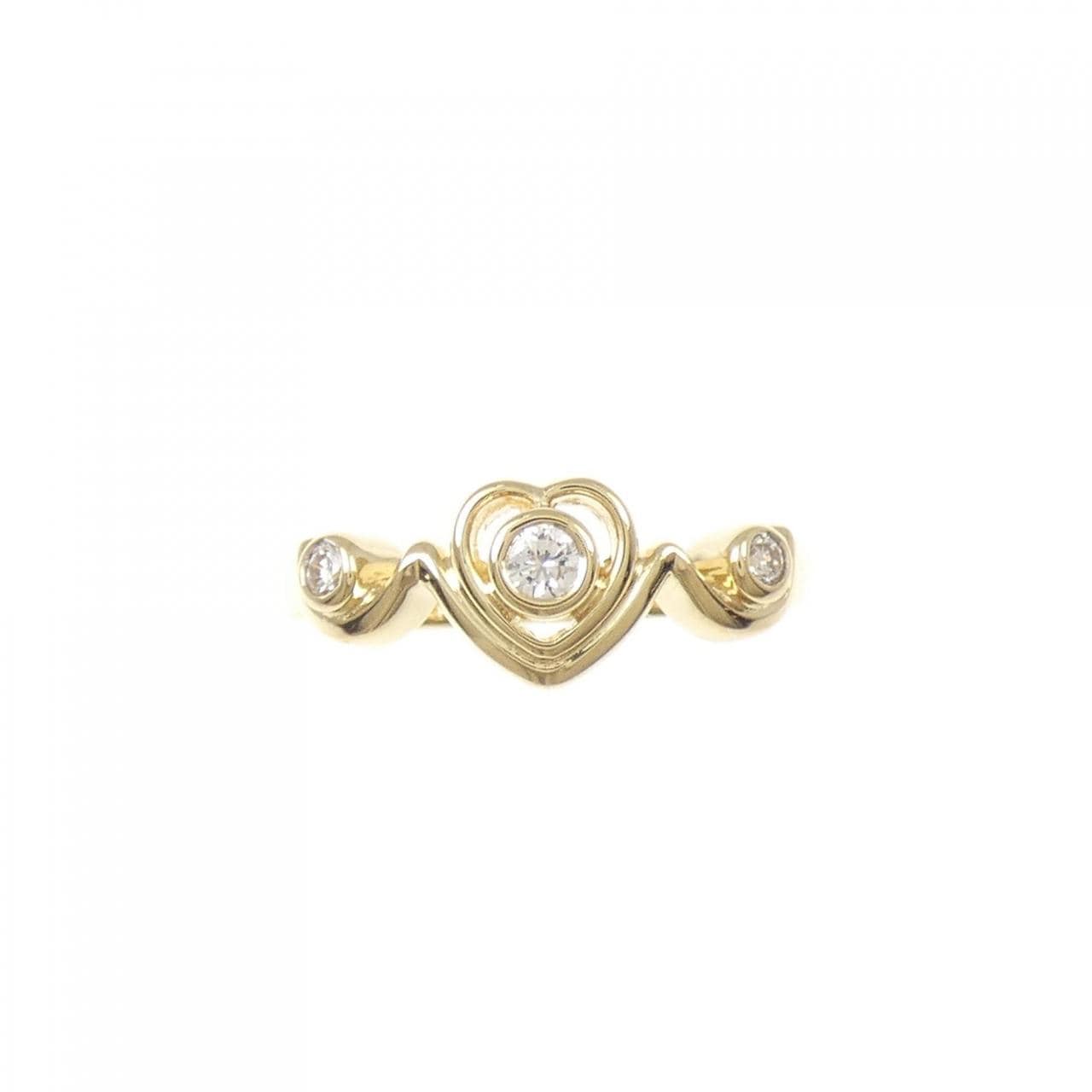 K18YG ハート ダイヤモンド リング