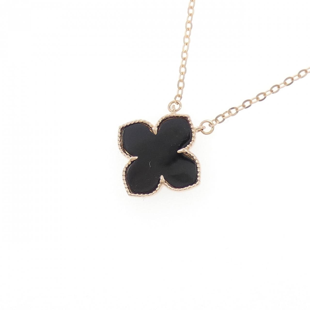 750PG フラワー オニキス ネックレス 0.955CT