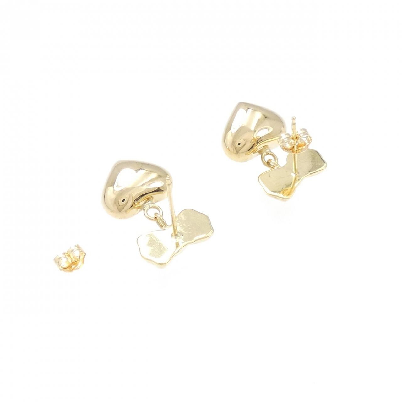 750YG/K18YG heart x ribbon earrings