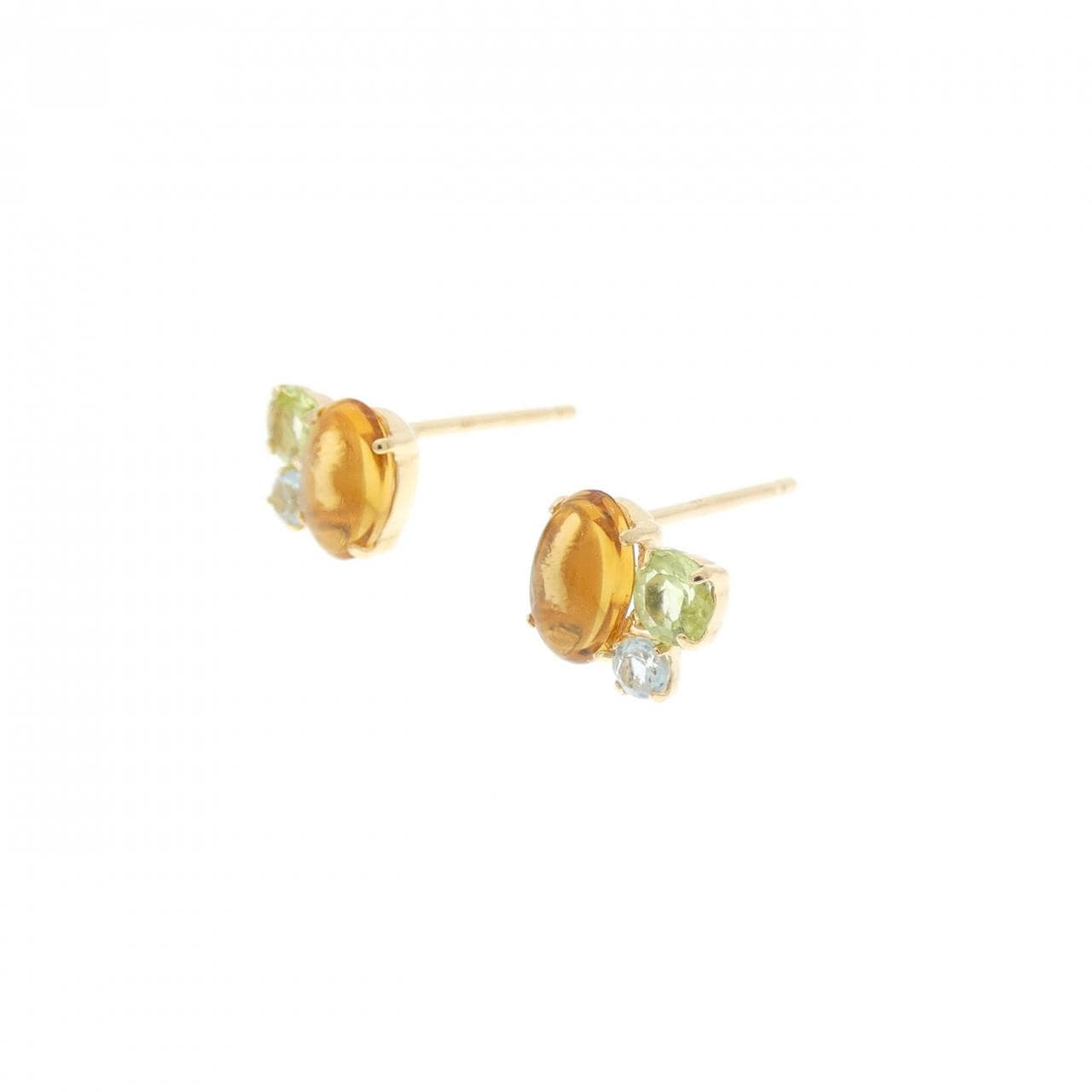 K18YG colored stone earrings