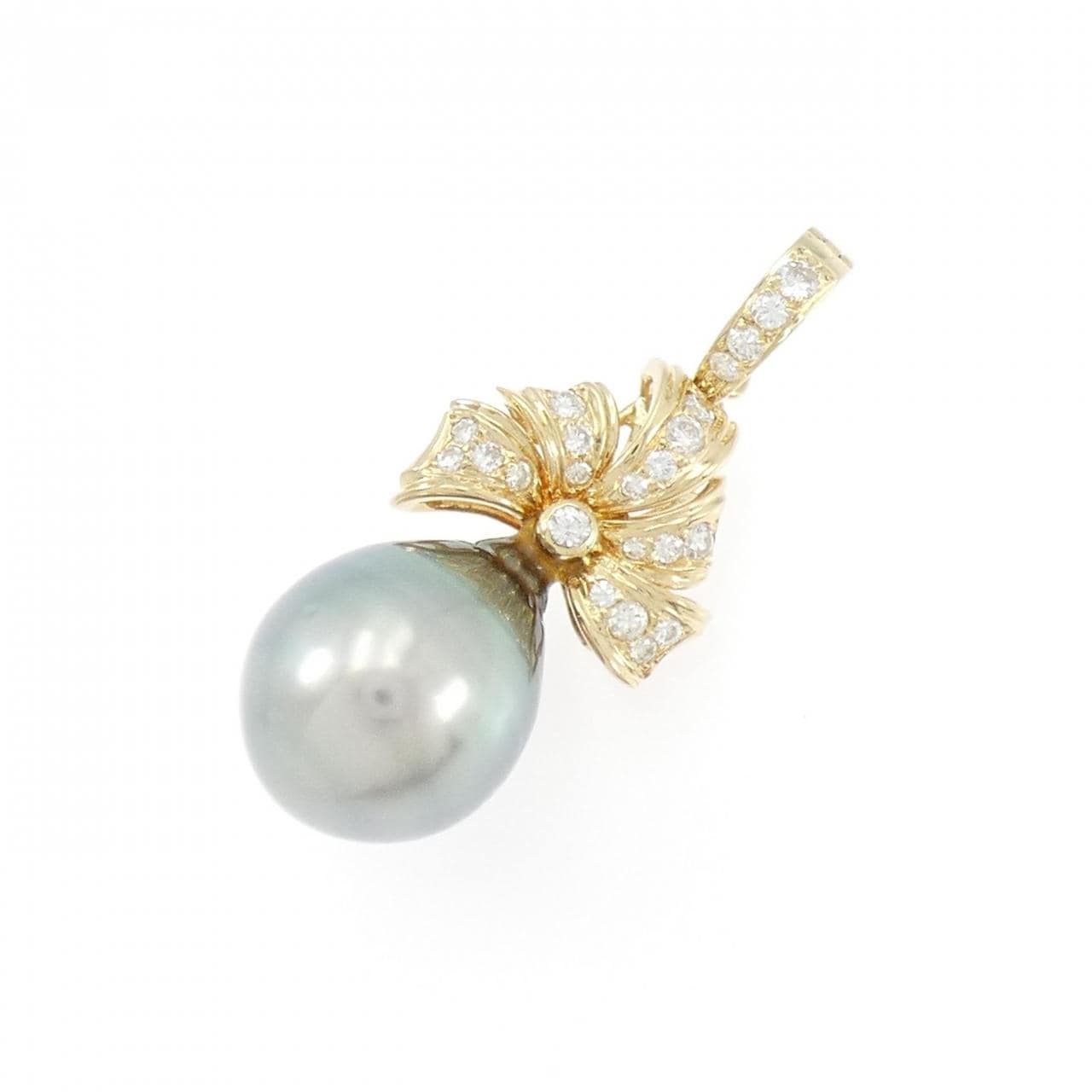 K18YG 黒蝶パール ペンダント