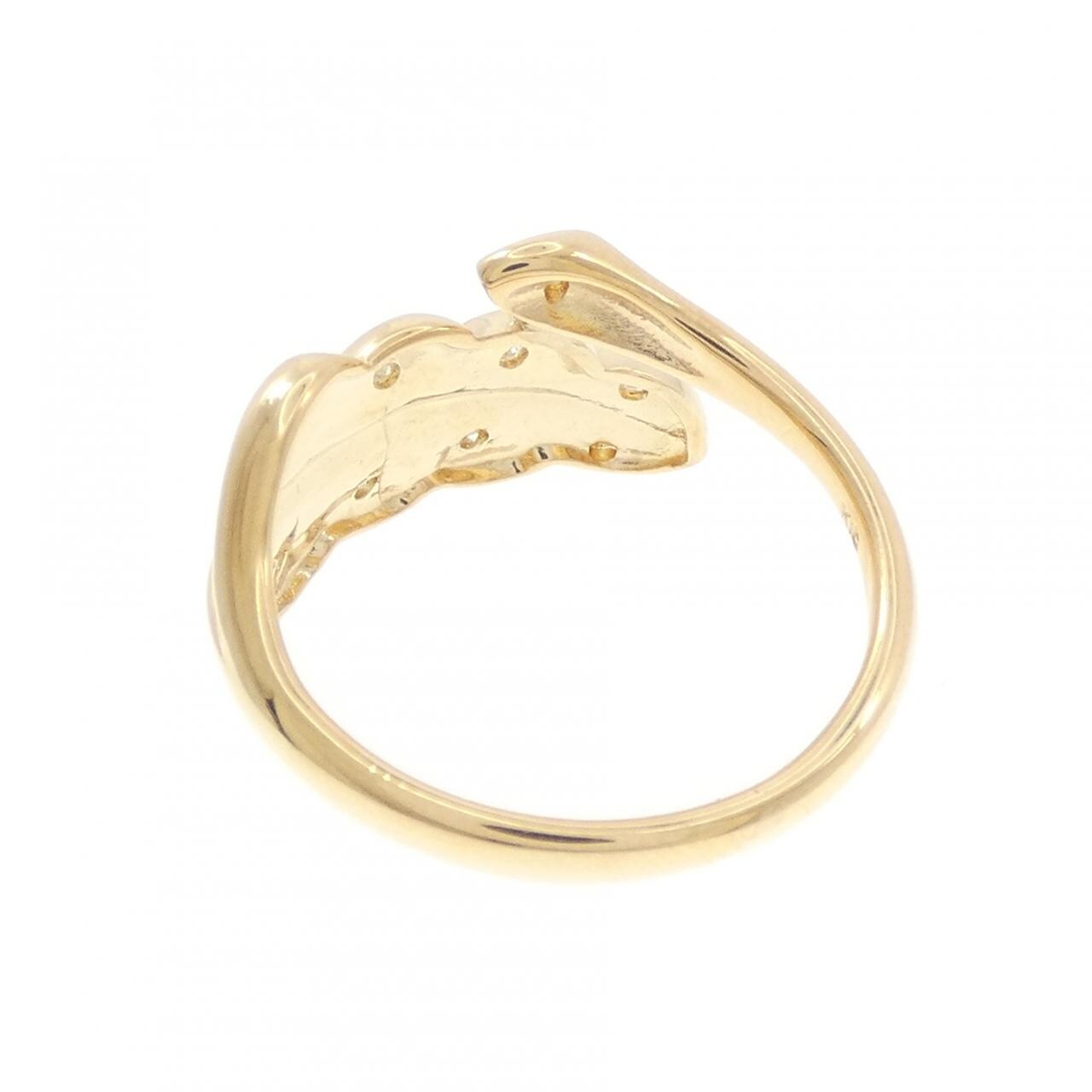 K18YG リーフ ダイヤモンド リング 0.06CT