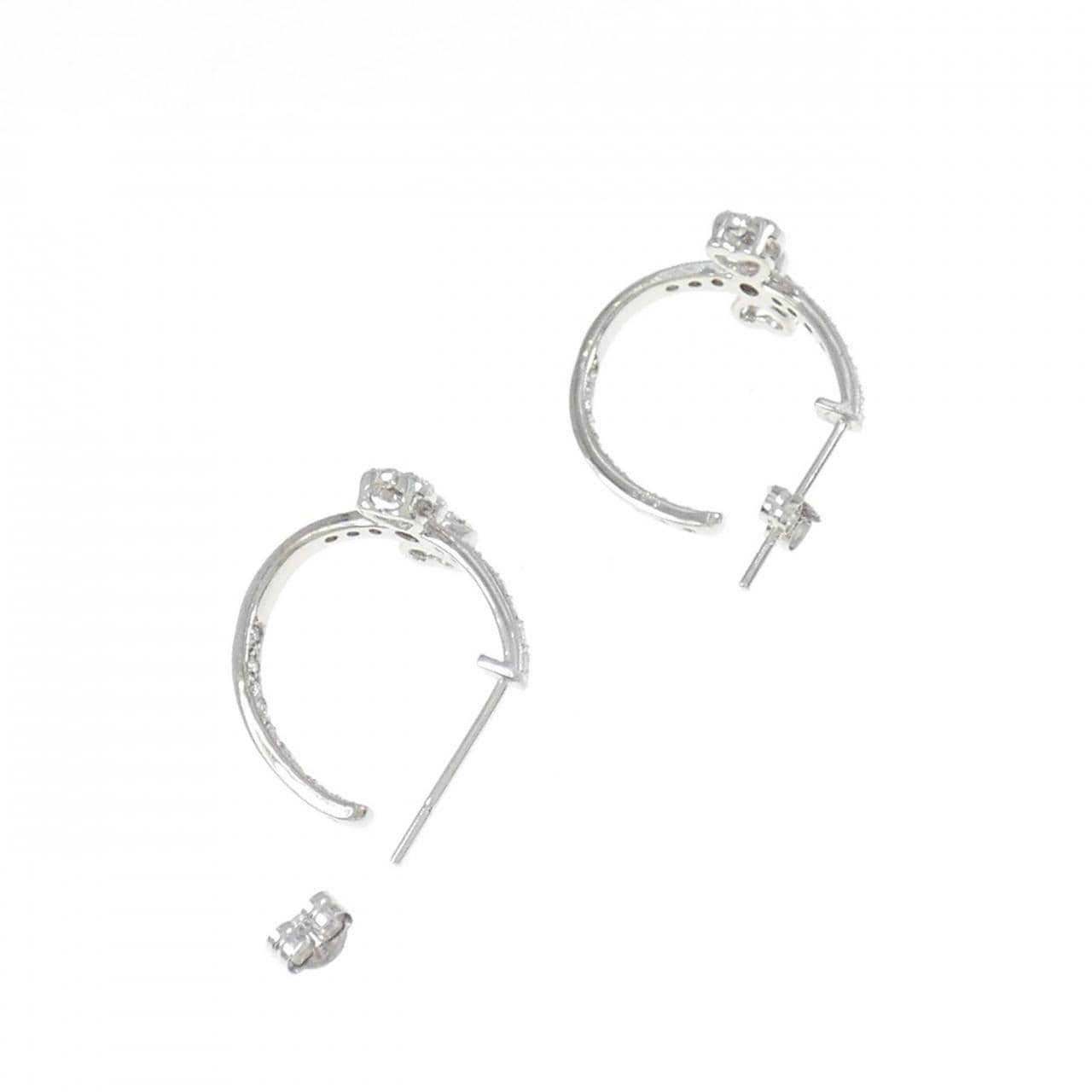 K18WG Ribbon Diamond Earrings 0.55CT