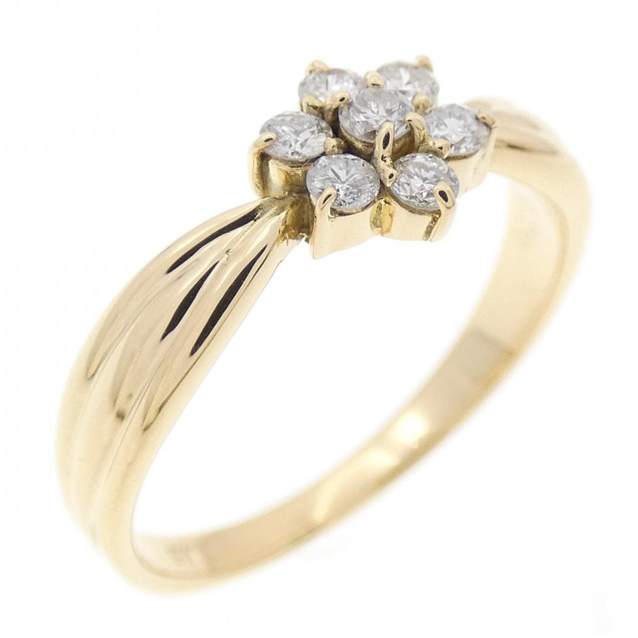 K18YG フラワー ダイヤモンド リング 0.20CT