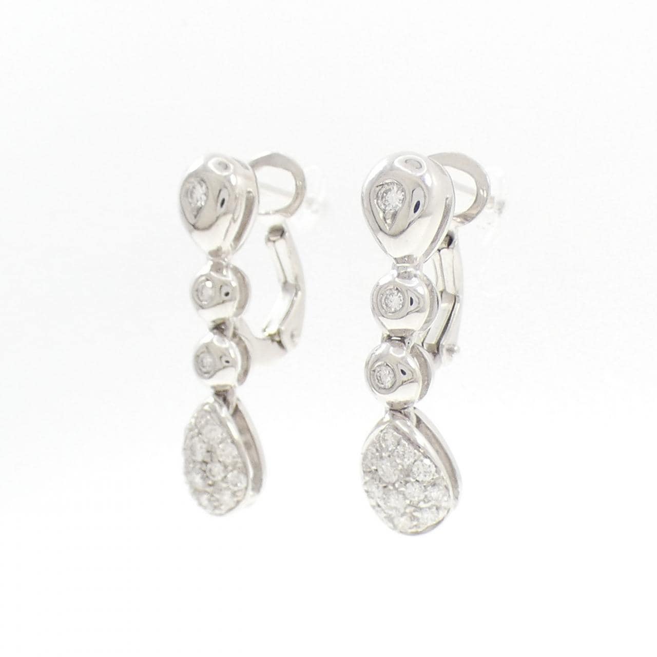 750WG パヴェ ダイヤモンド ピアス 0.42CT