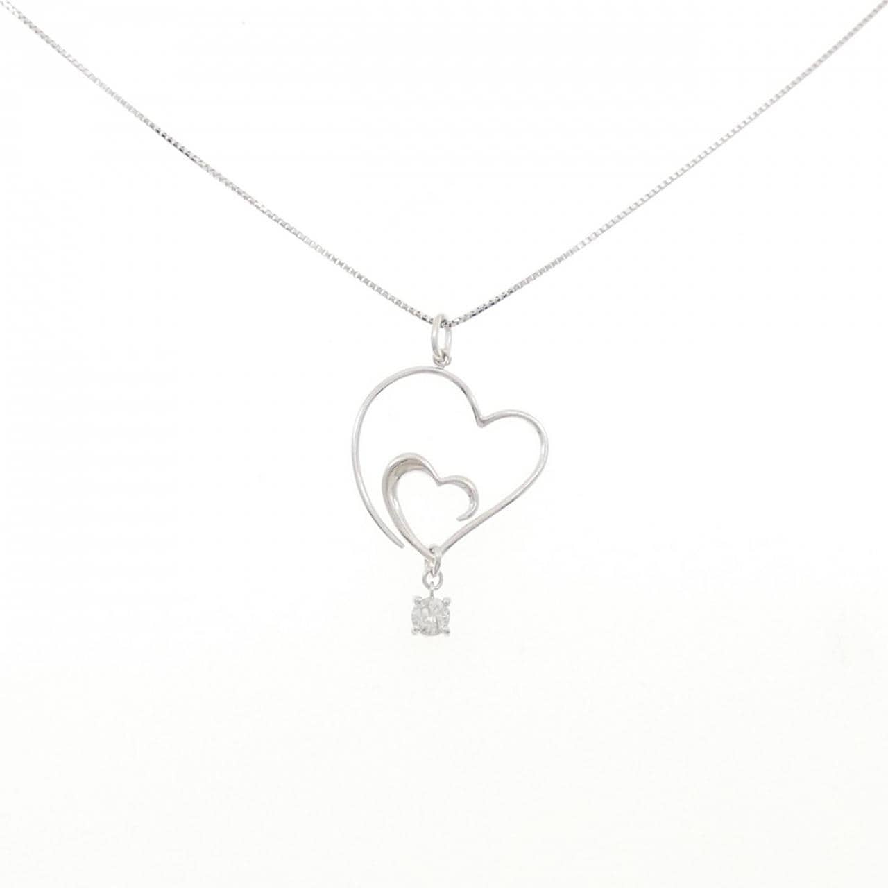 K18WG ハート ダイヤモンド ネックレス 0.18CT