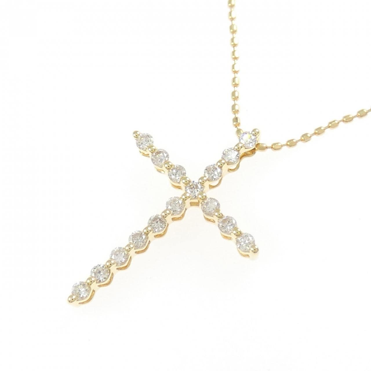 K18YG クロス ダイヤモンド ネックレス 0.25CT