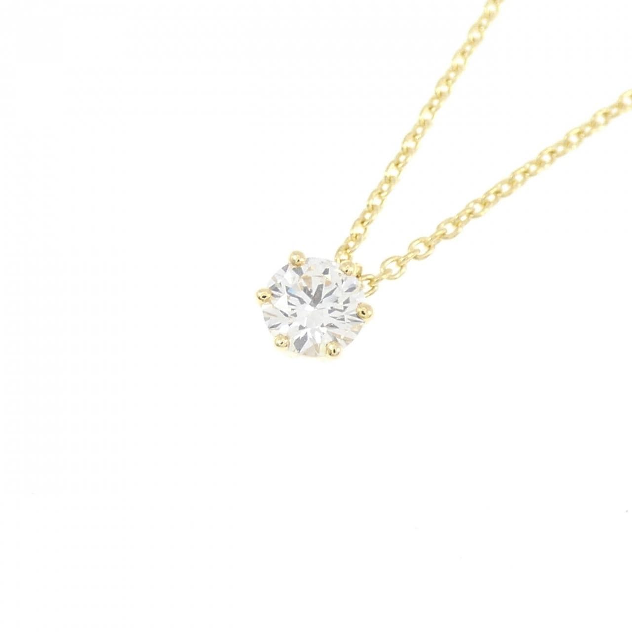 18KYG/K18YG ソリティア ダイヤモンド ネックレス 0.24CT