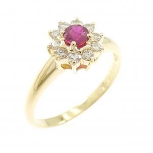 K18YG ルビー リング 0.19CT