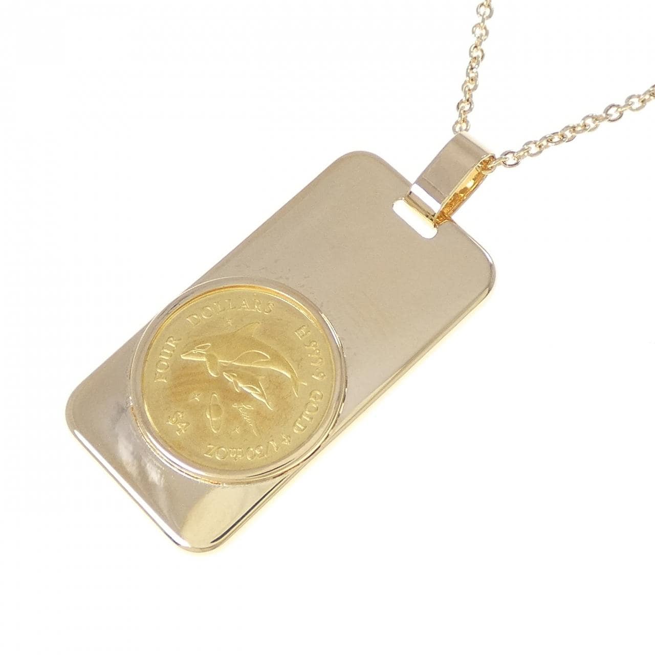 K18YG(枠) コイン ネックレス