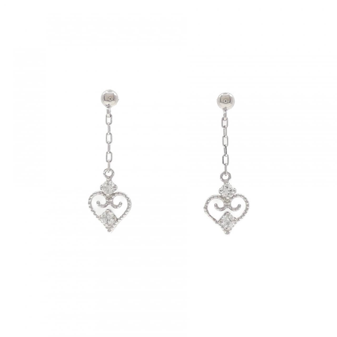 K10WG ハート キュービック ピアス