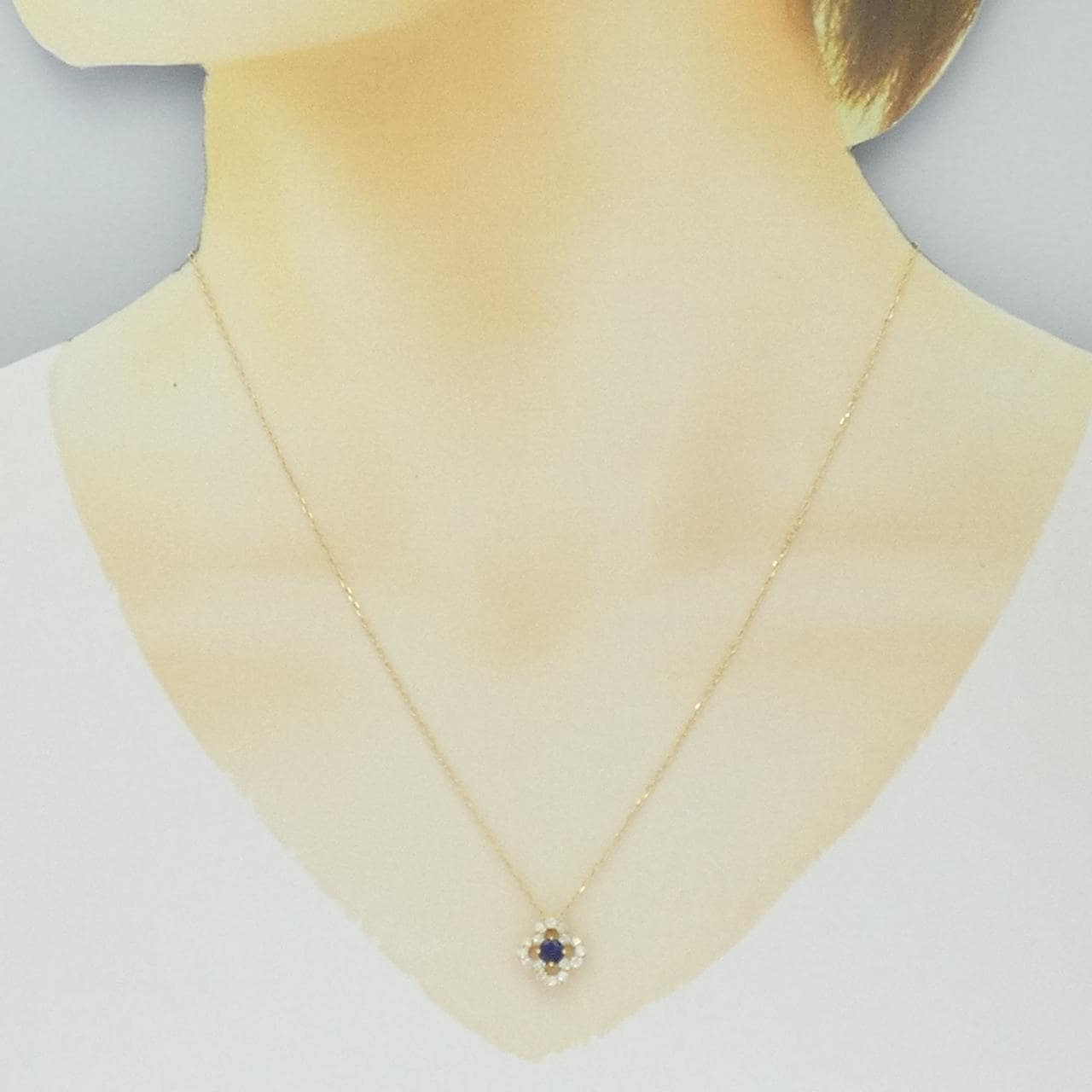 K18YG Flower Sapphire Necklace 0.28CT