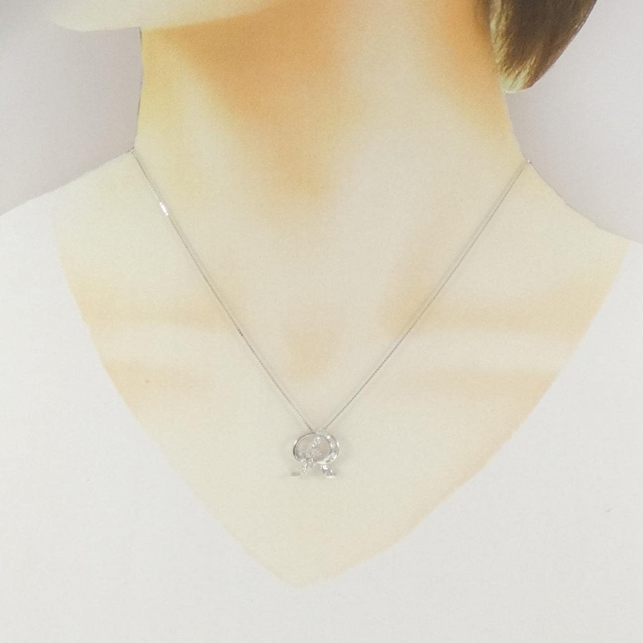 K18WG イニシャルR×スター ダイヤモンド ネックレス 0.15CT