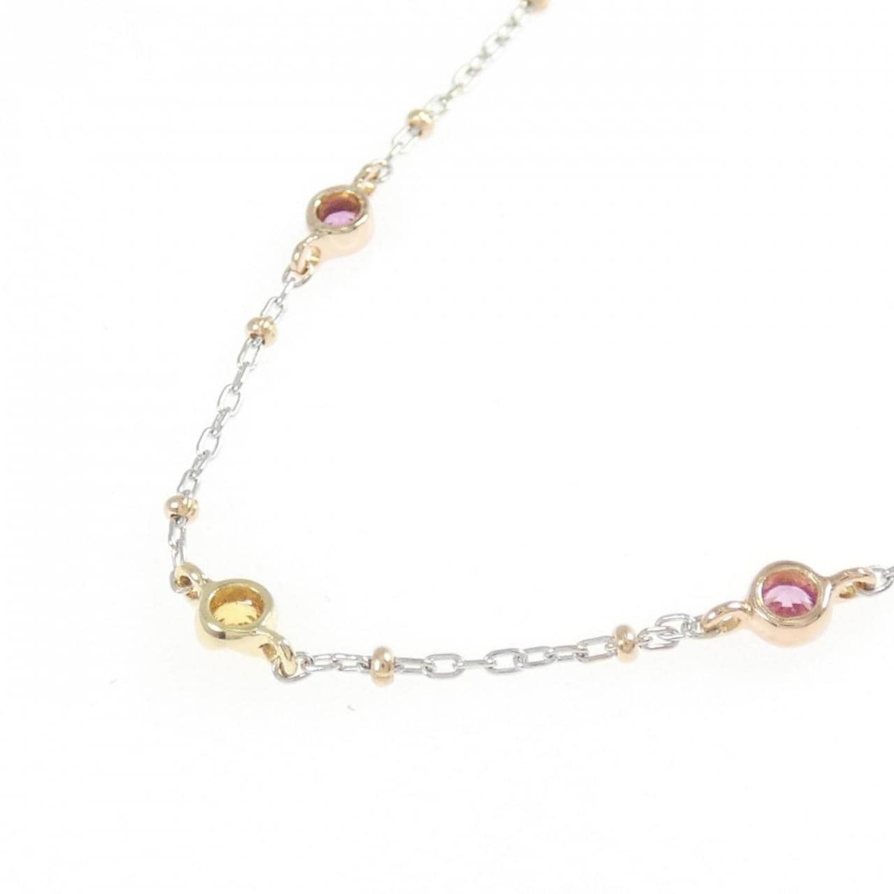 K18スリーカラー サファイヤ ネックレス 0.6CT