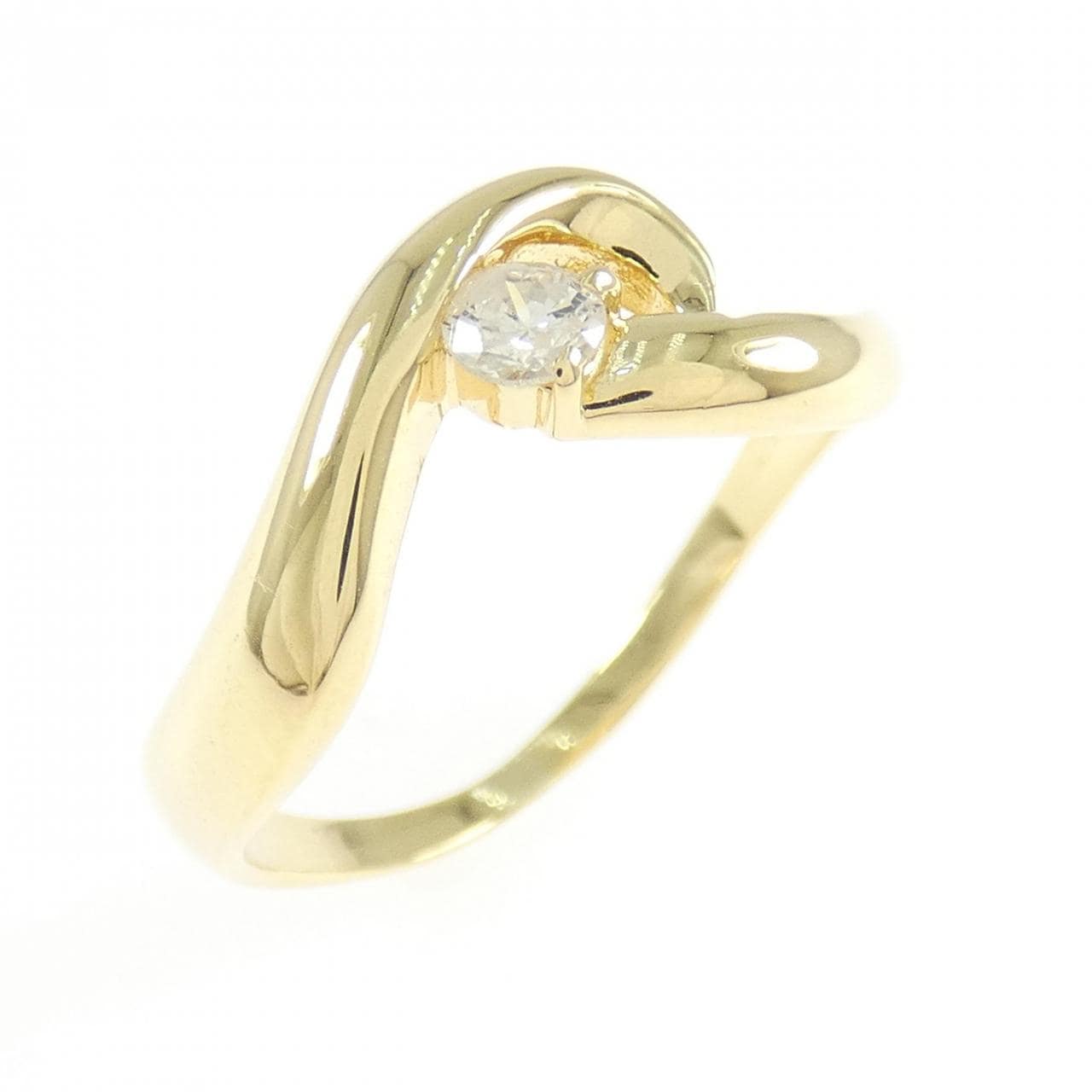 K18YG ソリティア ダイヤモンド リング 0.10CT