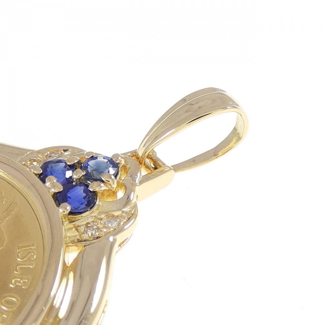 K18YG(枠) サファイヤ コイン ペンダント