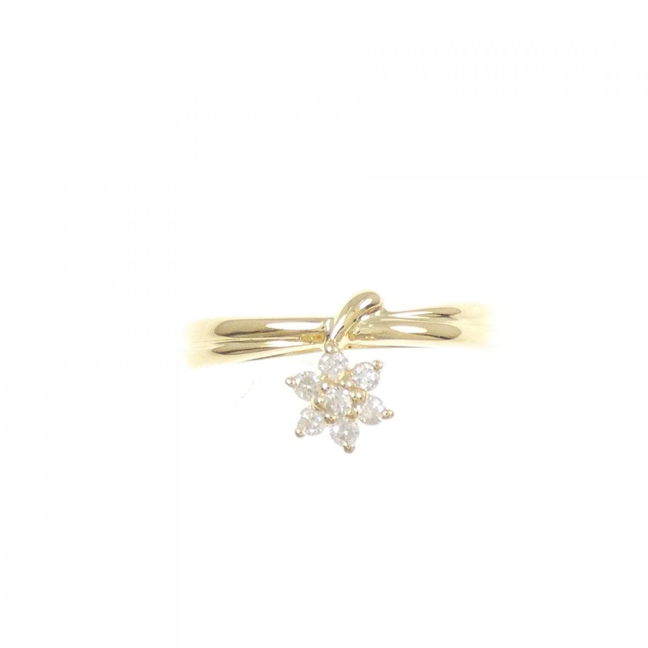 K18YG フラワー ダイヤモンド リング 0.10CT