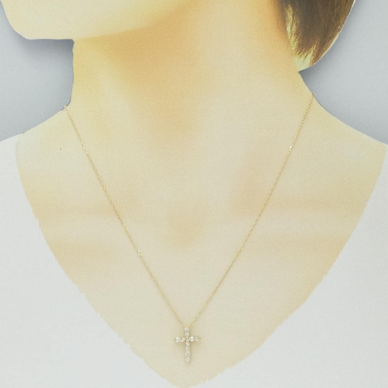 K18YG クロス ダイヤモンド ネックレス 0.30CT