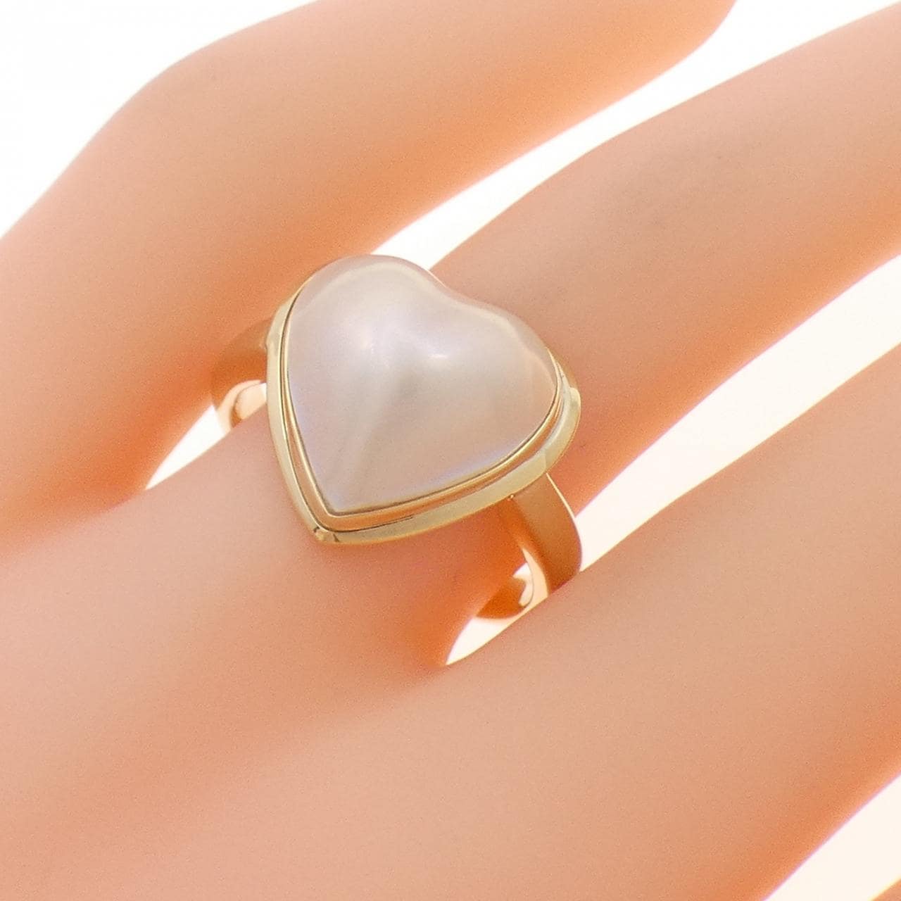K18YG ハート マベパール リング