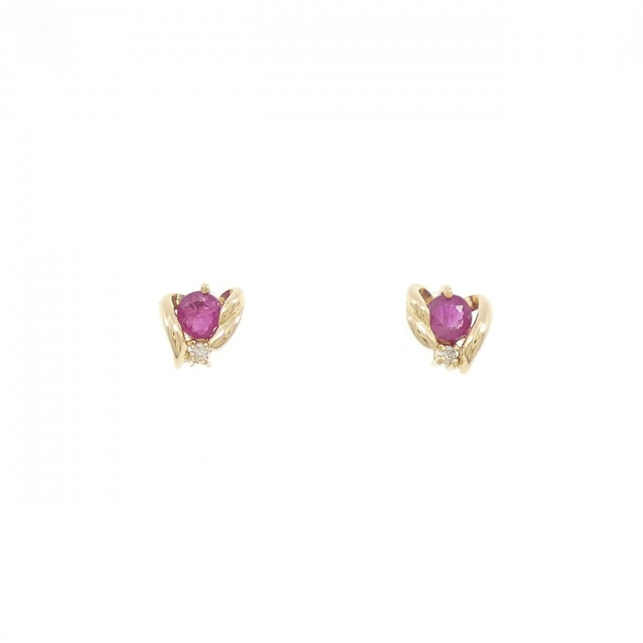 K18YG ルビー ピアス