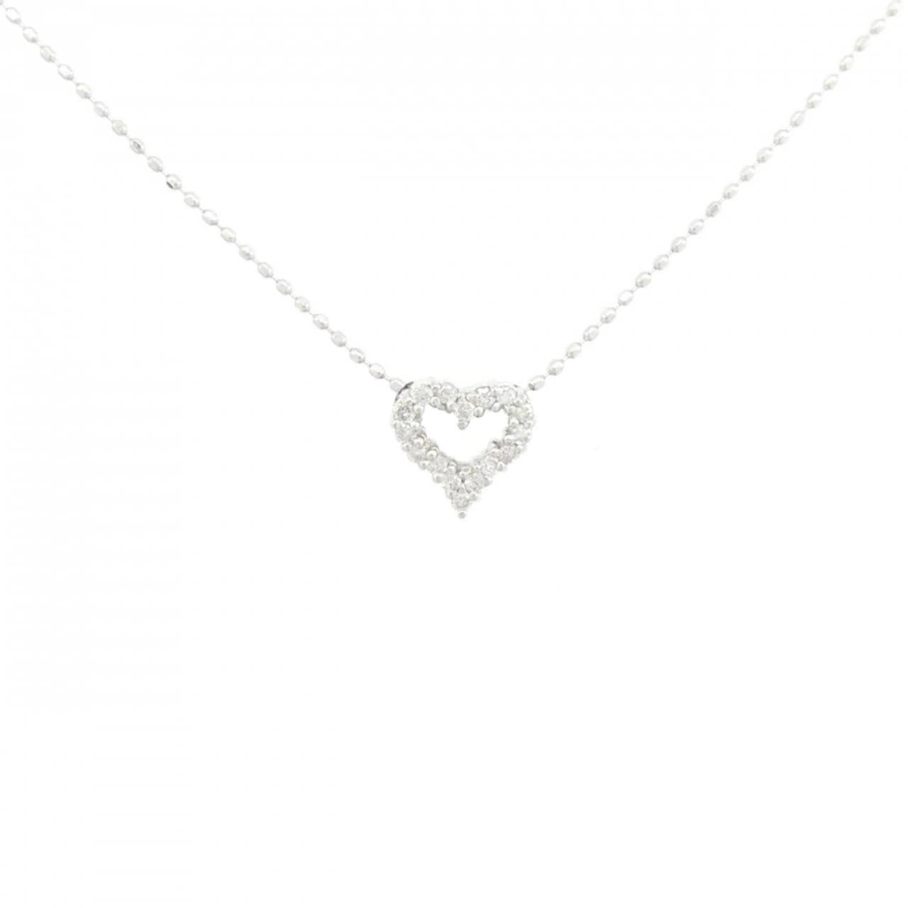 K18WG ハート ダイヤモンド ネックレス 0.09CT