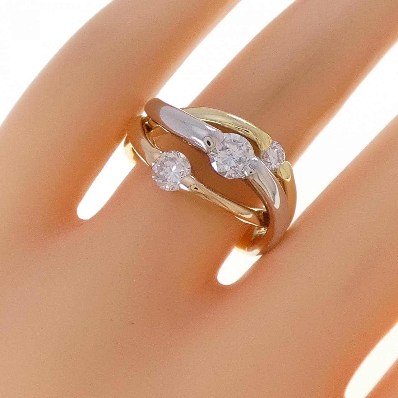 K18YG/PT900/K18PG ダイヤモンド リング 0.99CT